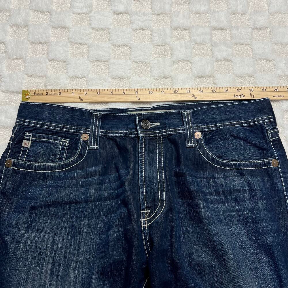 Big Star Union Straight Leg Jeans Mens 38x32 Dark Wash Contrast Stitch Denim - Picture 5 of 13